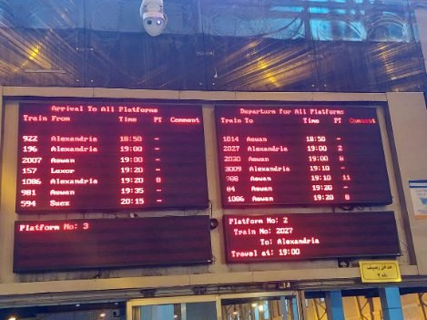 Abela Sleeping Train - train information board