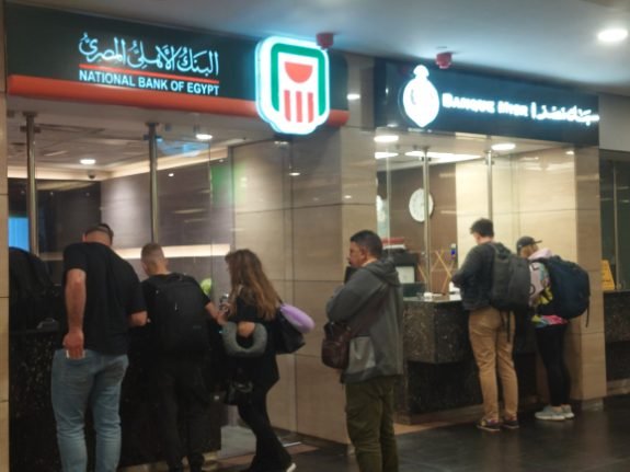 Visa counter and exchange stores at Cairo airport