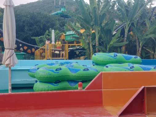 Multiple tube rides in the waterpark