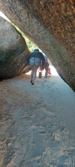 Going through the stone tunnel from Boulders beach