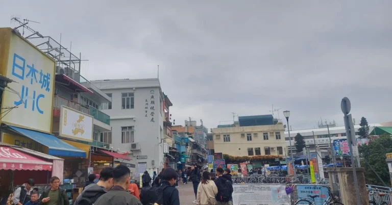 Cheung Chau Feature Page with Cheung Chau main street right after drop off of the pier