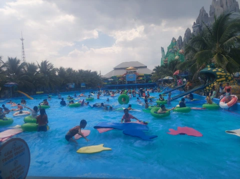 The locals having fun in Suoi Tien Water Park