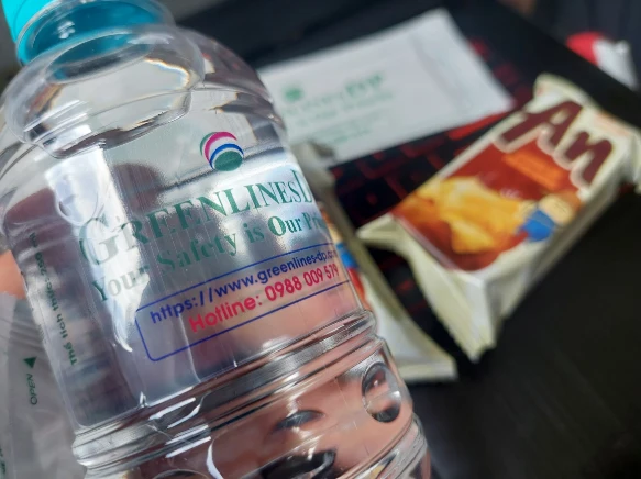 A free bottle of water , snack and towel is available onboard