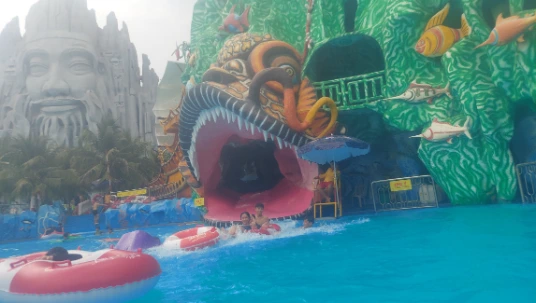 Exit of the tube thrill ride