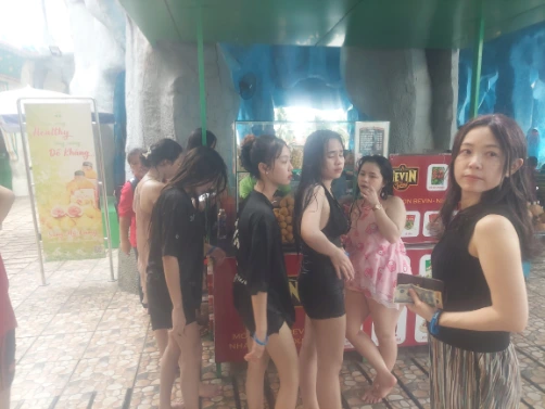 Locals queuing up at the snack booth
