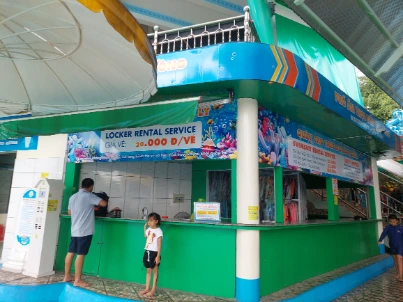 Locker rental service and swim suit booth