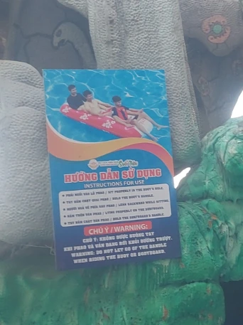 Thrilling water slide on the right side