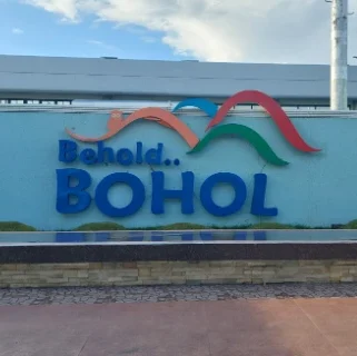 A blue wall with Bohol on it
