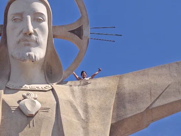 Getting on top of giant Christ Statue Vung Tau