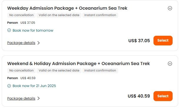 Klook Oceanarium Sea Trek Package
