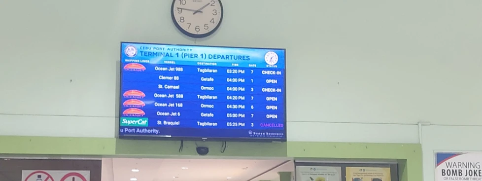 Notice board for departure information