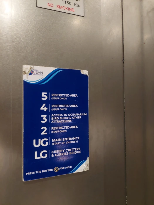 Turn left get into the elevator to 3rd floor Oceanarium