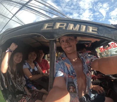 A tuk tuk can take 4 people