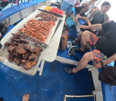 Enjoying the BBQ on board