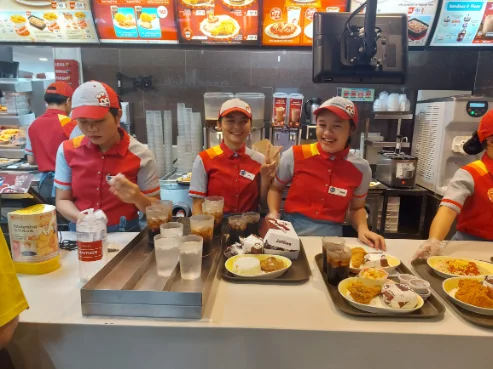 Taking a mall at Jollibee