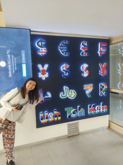 Passing through the currency exchange shop