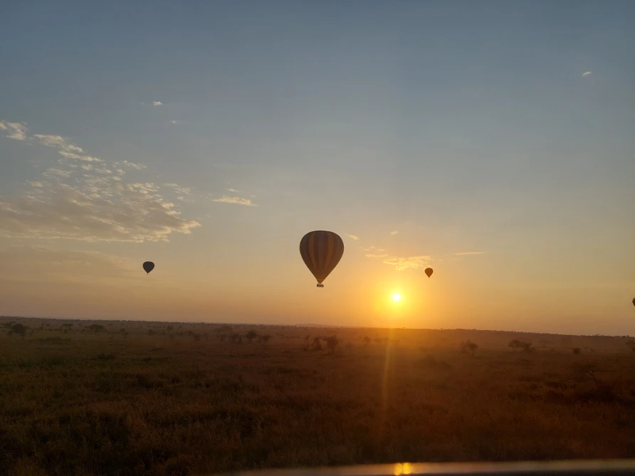 Hot Airballoon with sunrise Serengeti