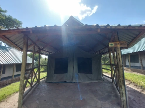 Close shot of the tent house Manyatta Camp