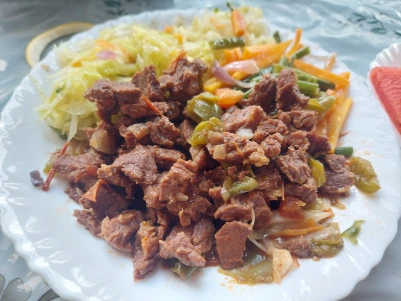 Goat cottons and steam vegetables Manyatta Camp