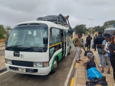 The bus company will help you with the luggage line up