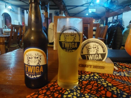 Enjoy beer Twiga at local bar