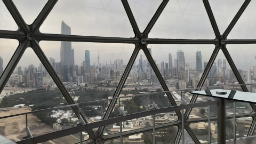 City view from the viewing sphere Kuwait Tower
