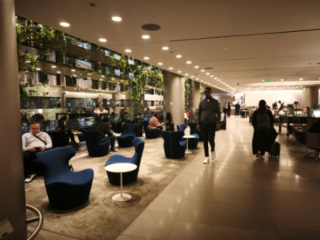 The seating in the Al Maha Lounge