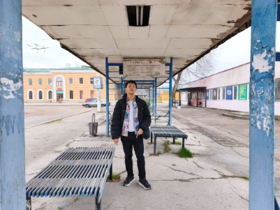 Taking a photo at Tiraspol
