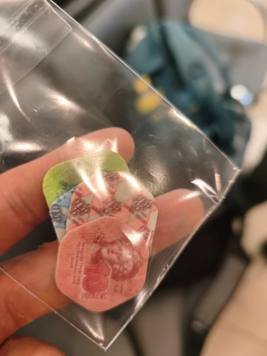 The plastic Transnistrian rubles for souvenir
